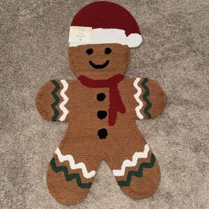 Aspen Gingerbread‎ Man with Santa Hat Area Scatter Rug Christmas Mat